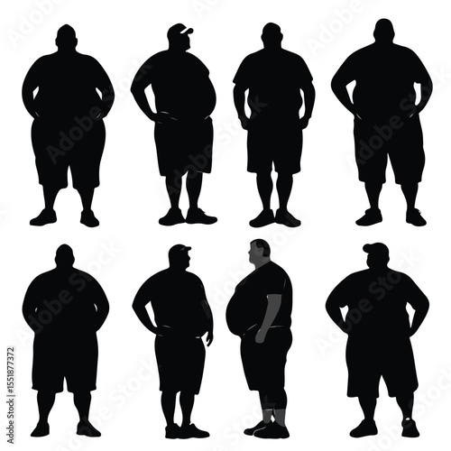 vector silhouettes of fat guy