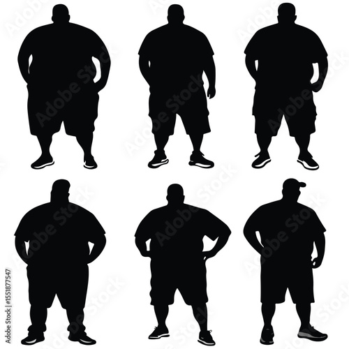 vector silhouettes of fat guy