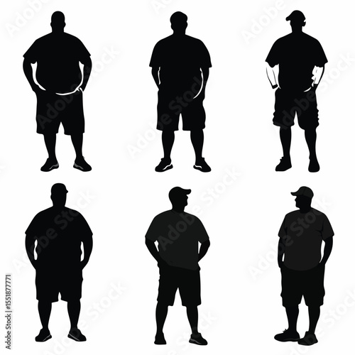 vector silhouettes of fat guy