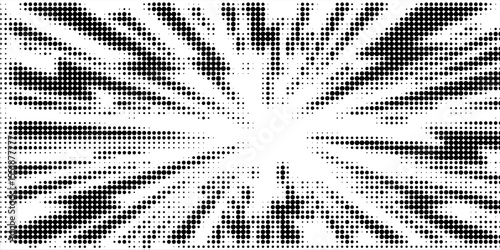 Comic book black and white radial lines background. Manga speed frame. Super hero action. Vector illustration.
