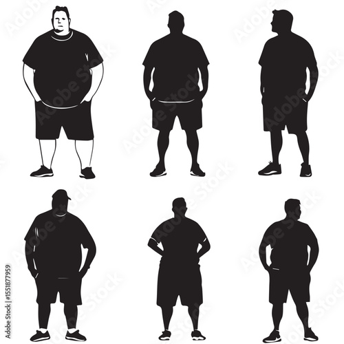 vector silhouettes of fat guy