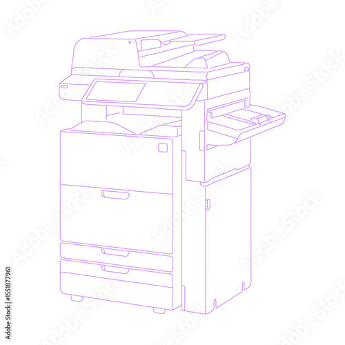large copier machine line art outline illustration