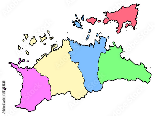 少しゆるい香川県地図 地域色分け 四国 西日本