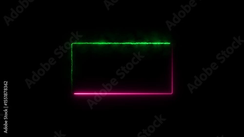 Rectangle neon. Rounded rectangle photo frame with four tone neon color and illustrated black background
