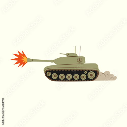 Military Tank Firing Powerful Armored Vehicle in Action