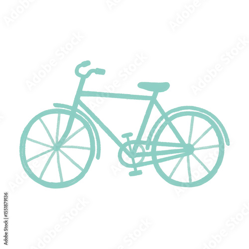 Teal Bicycle Simple Hand - Drawn Doodle