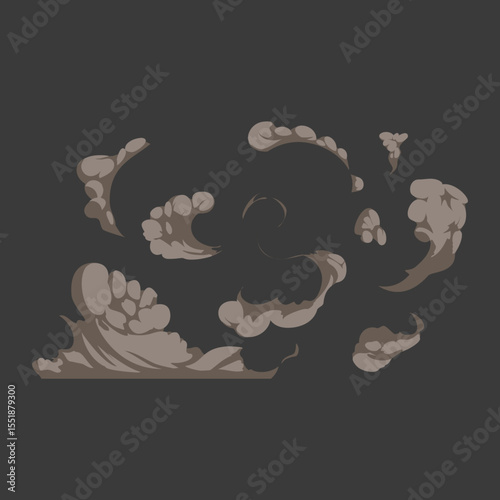 Cartoon Smoke Puffs Animated Cloud Elements for Game Design and Illustration