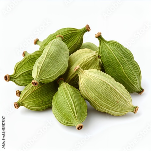 Wallpaper Mural Pile of aromatic green cardamom pods, a culinary spice ingredient on white background Torontodigital.ca