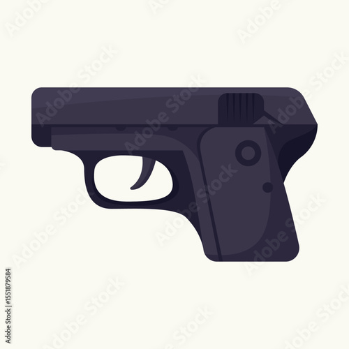 Handgun Illustration Detailed Vector Graphic of a Semi-Automatic Pistol