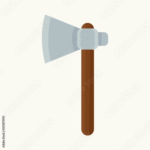 Handcrafted Wooden Axe Head with Metal Blade A Detailed Vector Illustration