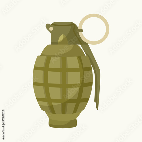 Military Hand Grenade Detailed Illustration of Explosive Device