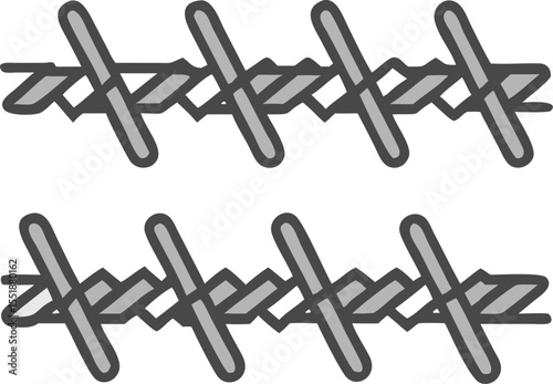 barbed wire vector outline icon on white or transparent background. Military Solid Editable Icon