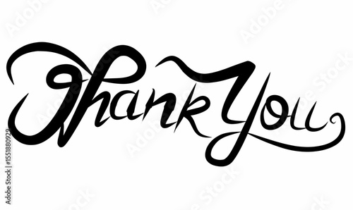 Elegant text thank you calligraphy  in black script with artistic swashes. Hand lettered style, perfect for education,greeting cards, invitations, stationery, and digital use.