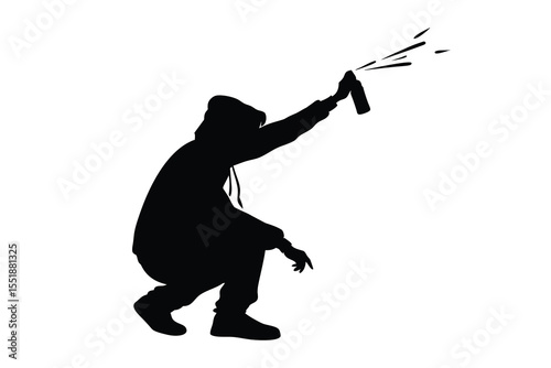 Graffiti Artist Silhouette Vector – Urban Hoodie Street Art Illustration