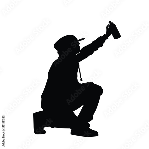 Graffiti Artist Silhouette Vector – Urban Hoodie Street Art Illustration