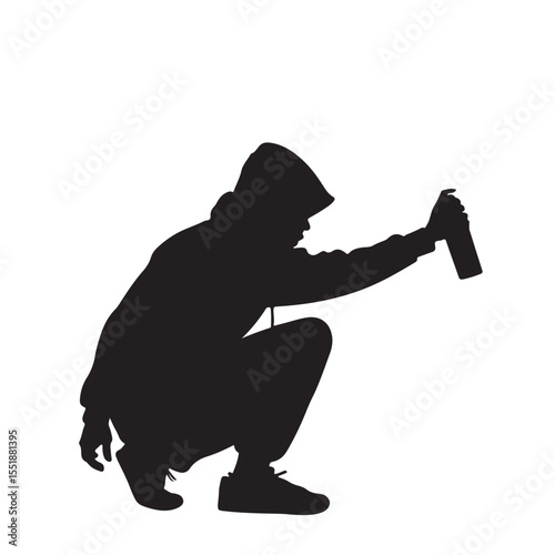 Graffiti Artist Silhouette Vector – Urban Hoodie Street Art Illustration