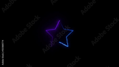  neon line star shape drawn on a black background