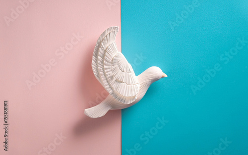 political freedom, dove, bird, minimalist composition on a pastel background