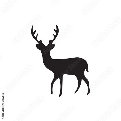 Deer vector silhouette,black color isolated on white background.Vector illustration