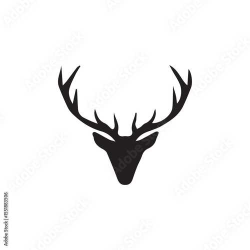 Deer vector silhouette,black color isolated on white background.Vector illustration