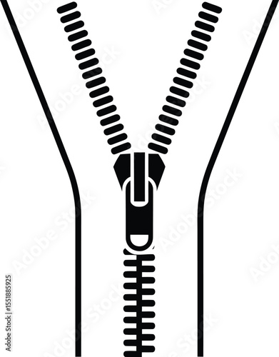 Vector Zipper Icon: Clothing Fastener Graphic - Fashion and Textile Element Design.