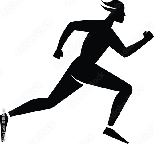Minimalist black silhouette of a running athlete demonstrating athleticism and motion