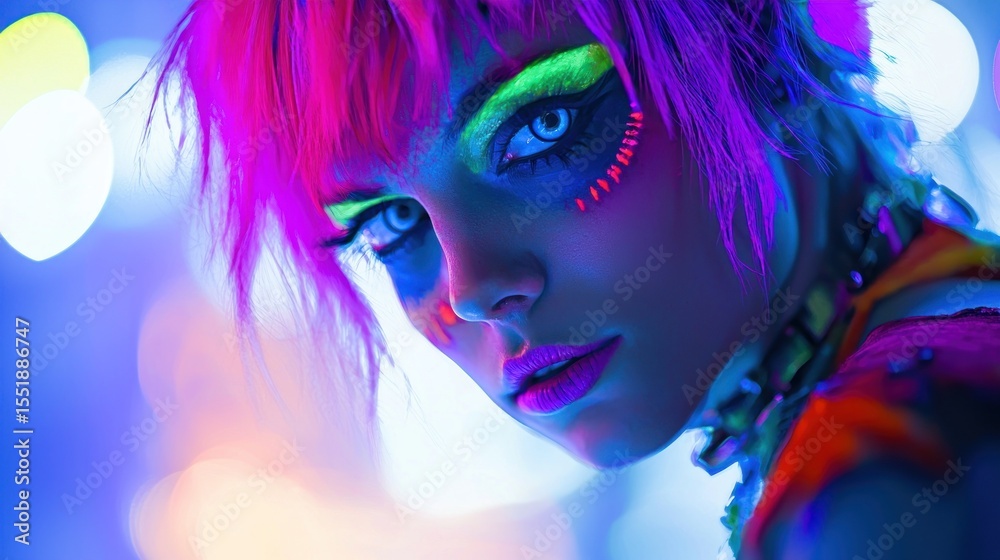 Fototapeta premium Neon Glow: A Cyberpunk Portrait