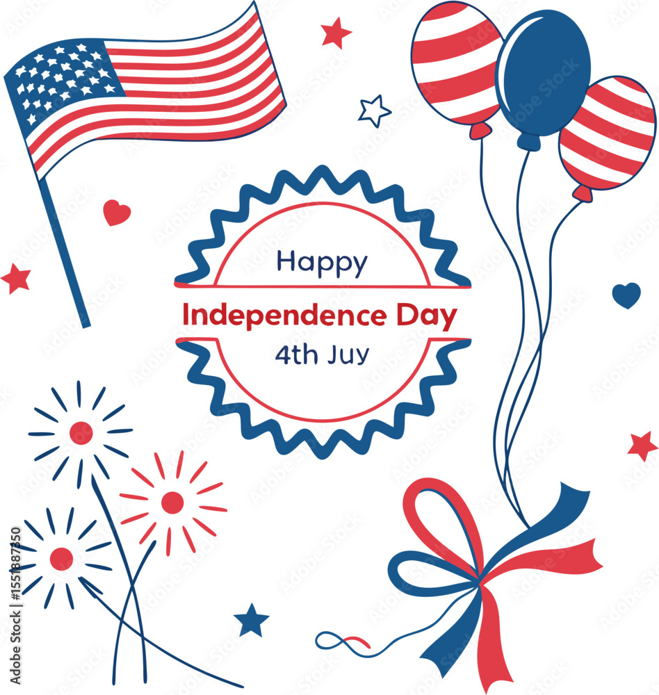 Fototapeta premium USA Independence Day Vector Illustration