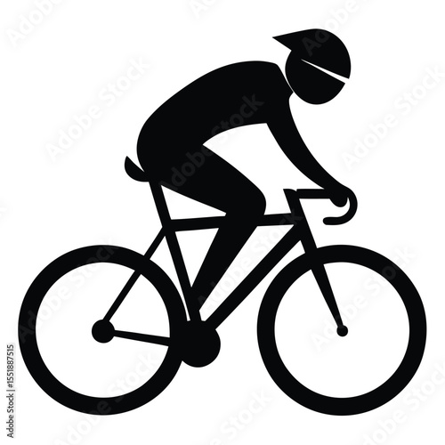 Silhouette of cyclist riding bicycle illustration for sport and fitness activity concept