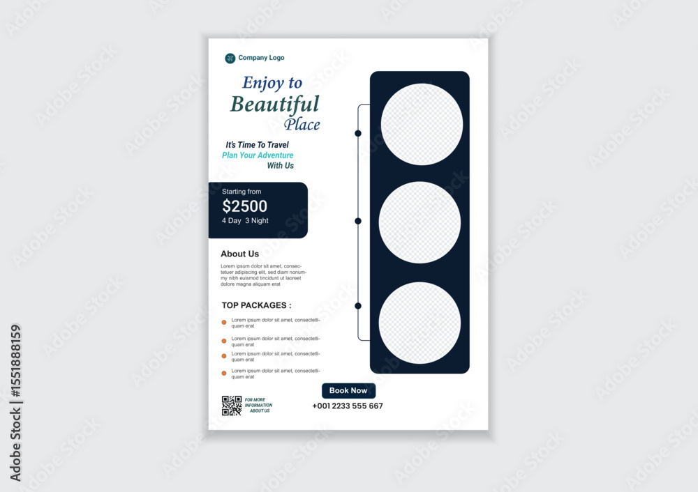 Fototapeta premium Vacation travel flyer design template. flyer design & brochure cover page template for travel agency