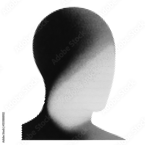 Silhouette of man head with halftone effect