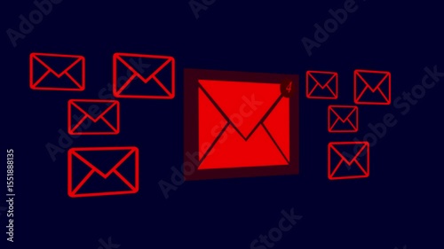 Email marketing concept, email with notification alert, Direct selling project in customer list business for email.