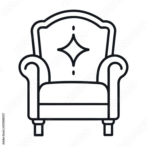  Modern armchair vector line art icon. Stylish outline for home interiors.