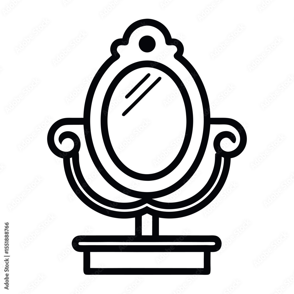 Fototapeta premium Wall mirror line art icon. Minimal vector design for interior decor.