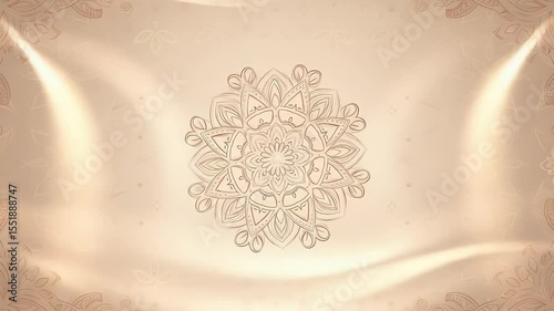 Gold indian wedding background with floral pattern and mandala
