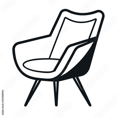 Minimalist chair vector icon. Sleek line art for living space design.