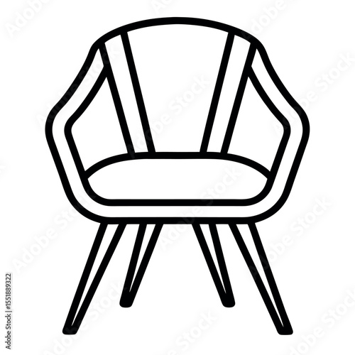 Chair outline vector icon. Clean line art design for modern interiors.