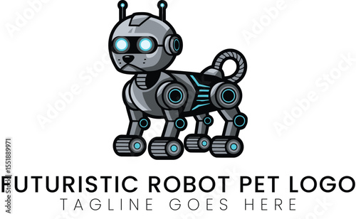 Futuristic Robot Dog Logo Robotic Pet Design for Tech Brands