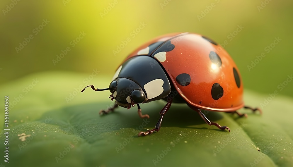 Fototapeta premium Ladybug on Leaf Close Up