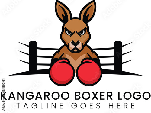 Powerful Kangaroo Boxer Logo Design for Sports  Fitness Brands