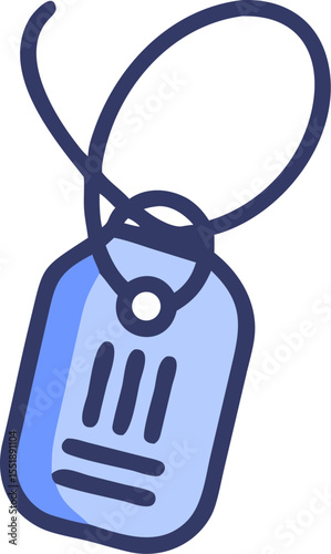 dog tag vector outline icon on white or transparent background. Military Solid Editable Icon