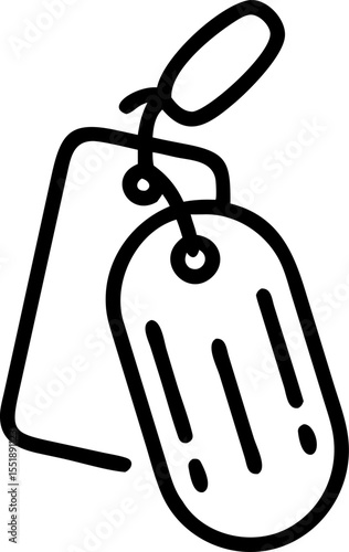 dog tag vector outline icon on white or transparent background. Military Solid Editable Icon