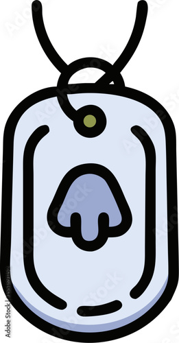 dog tag vector outline icon on white or transparent background. Military Solid Editable Icon