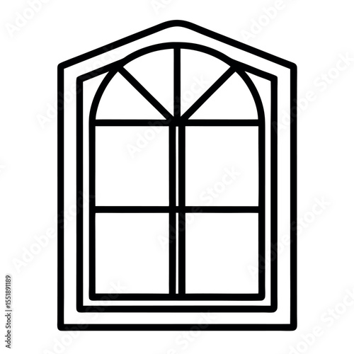 Minimalist modern window outline. Stylish vector line drawing for home plans.