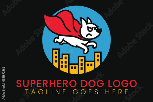 Superhero dog logo design for pet care and animal rescue services company