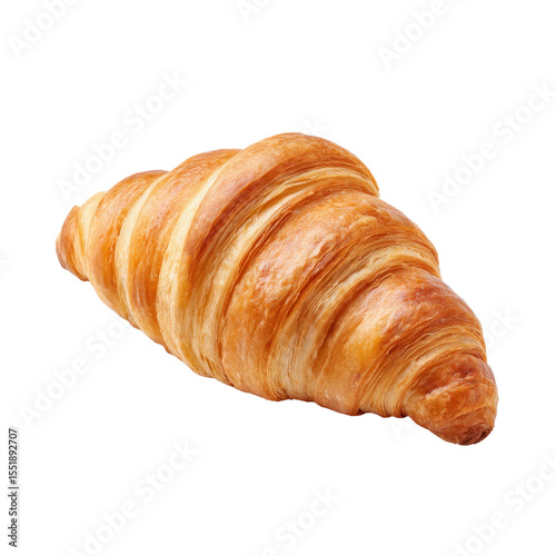 Freshly Baked Golden Croissant on White Background Perfect for Breakfast and Pastry Delight in Culinary Photography Transparent background or PNG