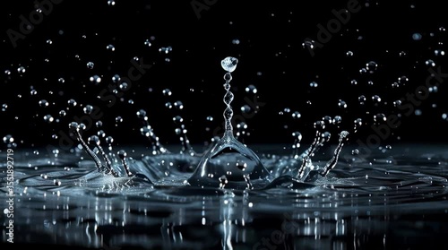 splashing water on black background, for overlay