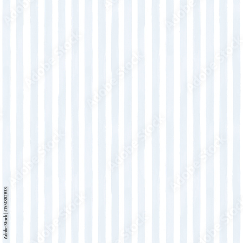 Vertical pastel blue watercolor stripe seamless pattern on white background