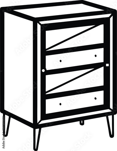 Modern Industrial Cabinet with Metal Texture.