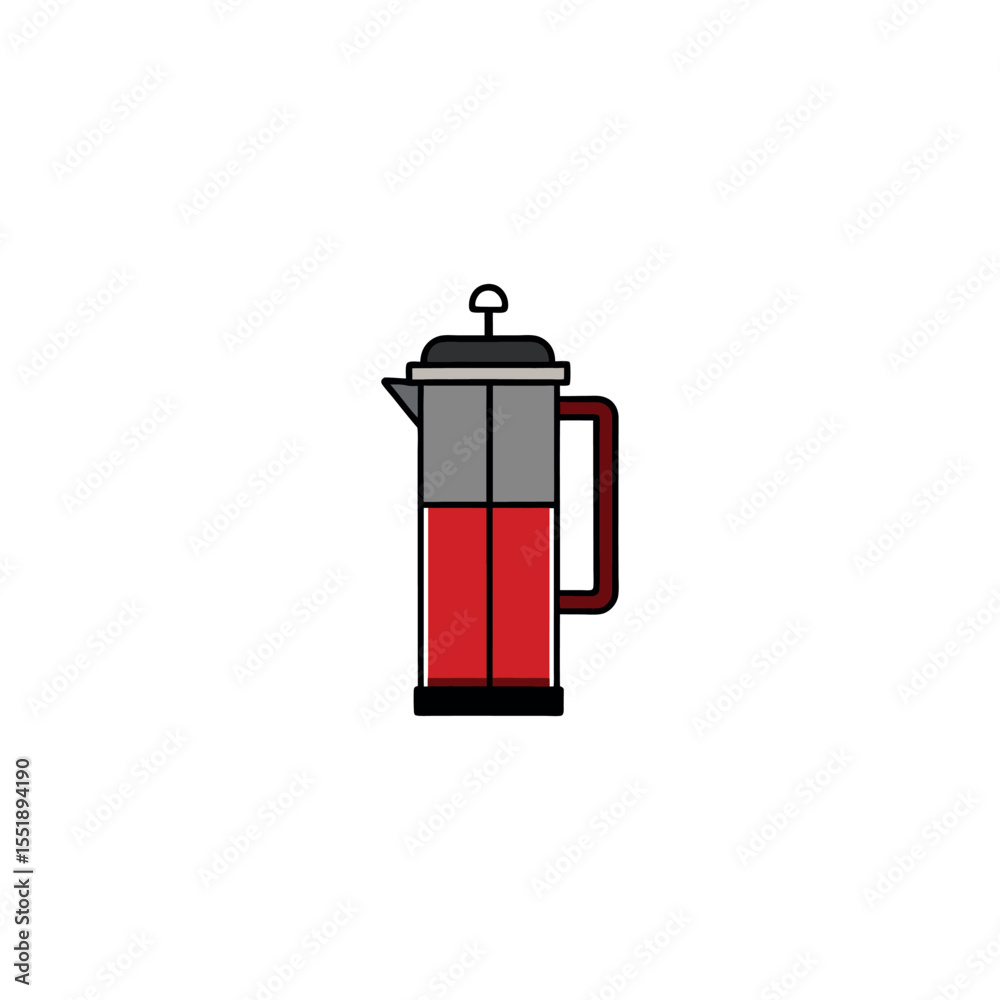 Fototapeta premium French Press Coffee Maker Vector Illustration for Manual Brewing and Kitchen Posters